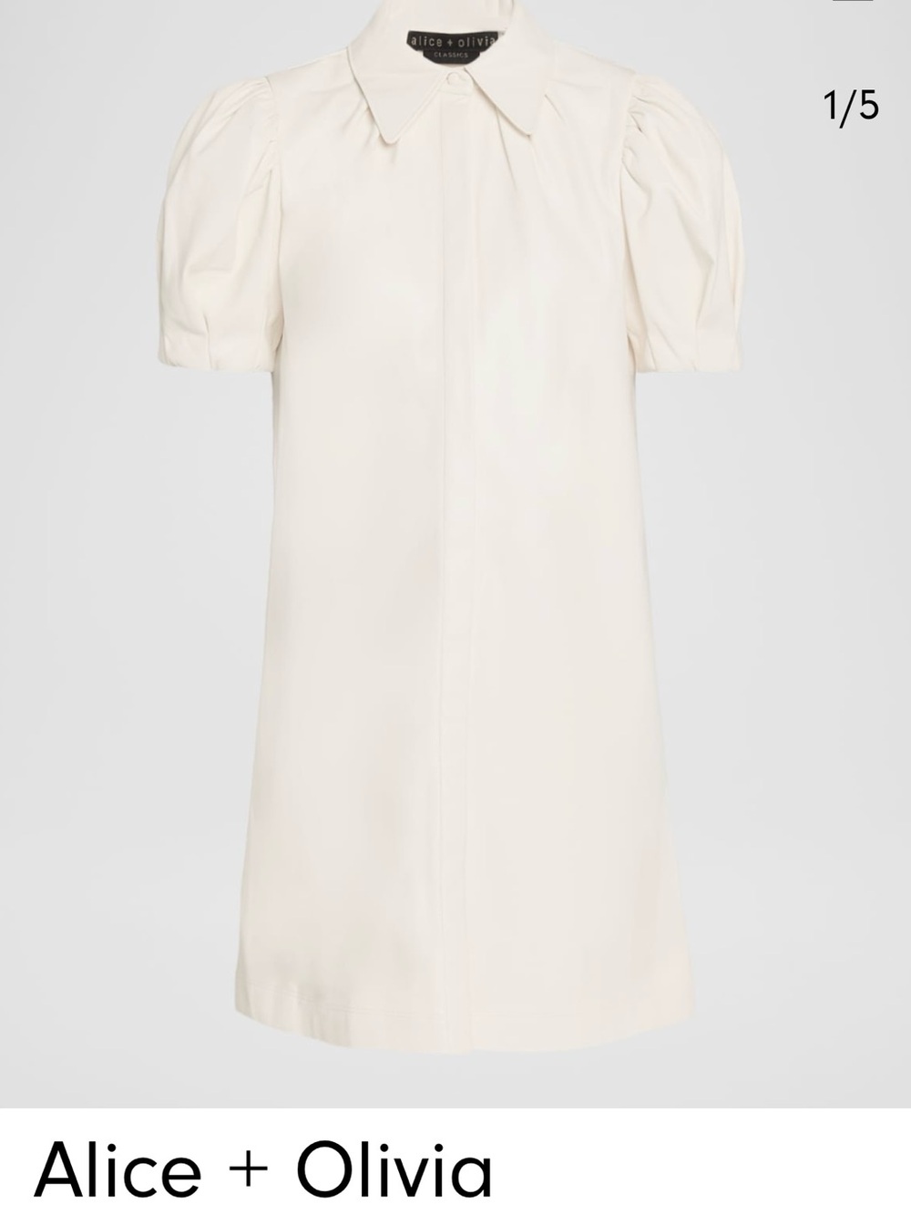 Alice + Olivia Off-White Puff Sleeve Mini Dress